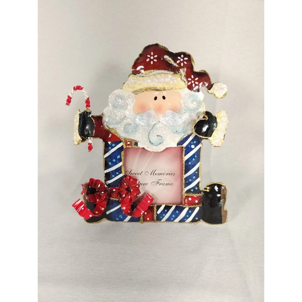 Christmas glitter Santa Metal‎ Photo Frame for small or wallet photo 2.5x2.5